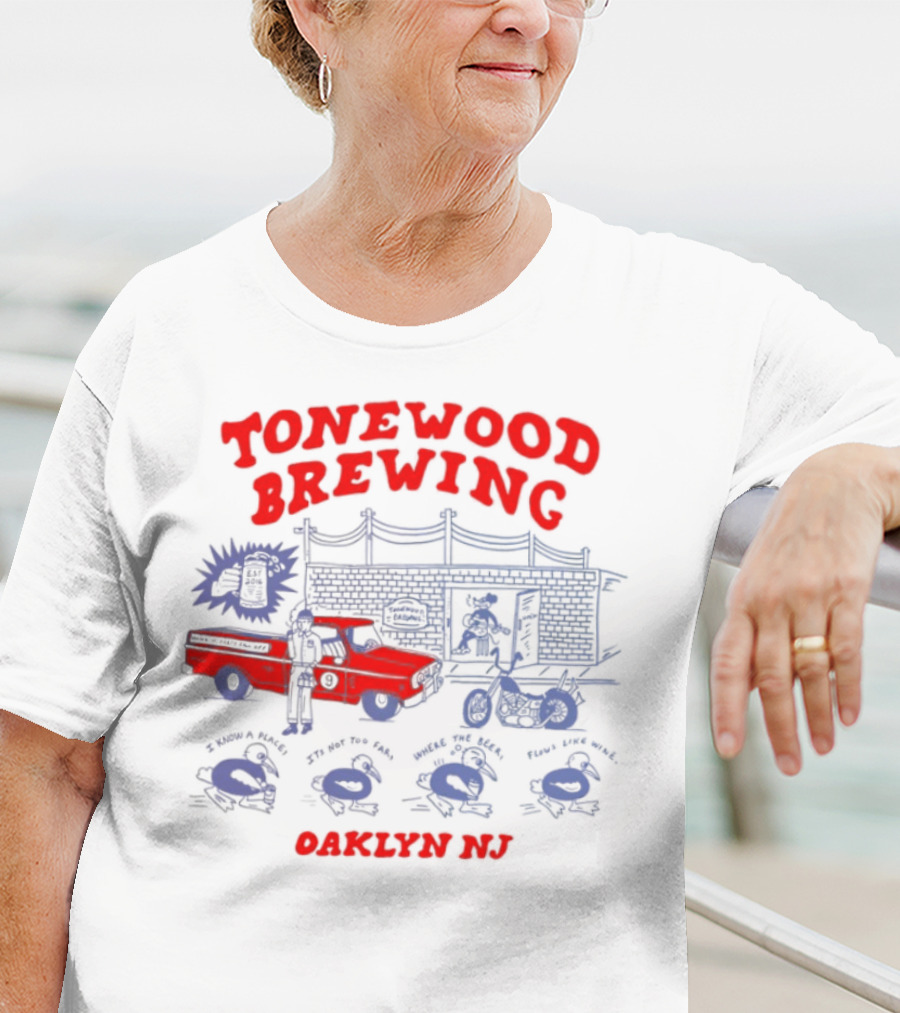 Tonewood Brewing Oaklyn NJ Vintage Car Scene T-Shirt