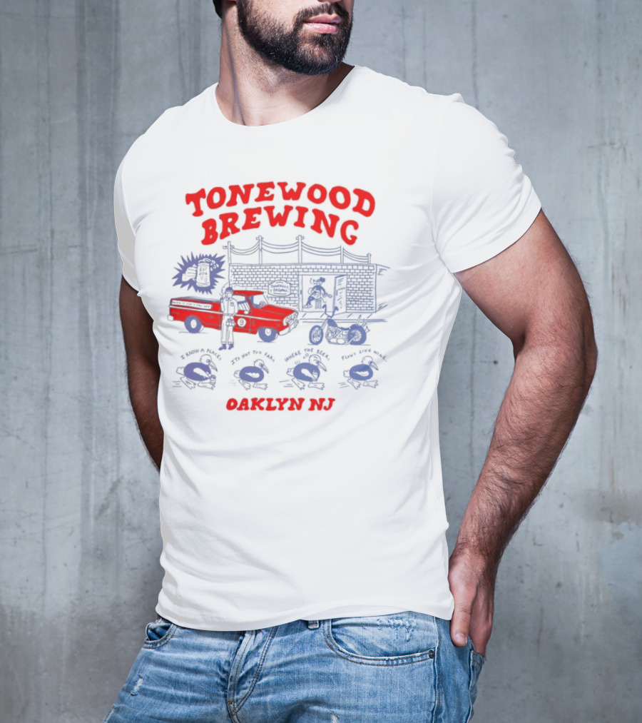 Tonewood Brewing Oaklyn NJ Vintage Car Scene T-Shirt