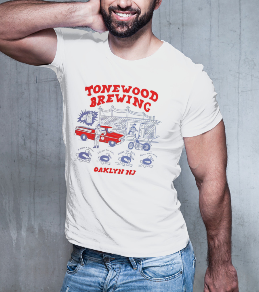 Tonewood Brewing Oaklyn NJ Vintage Car Scene T-Shirt