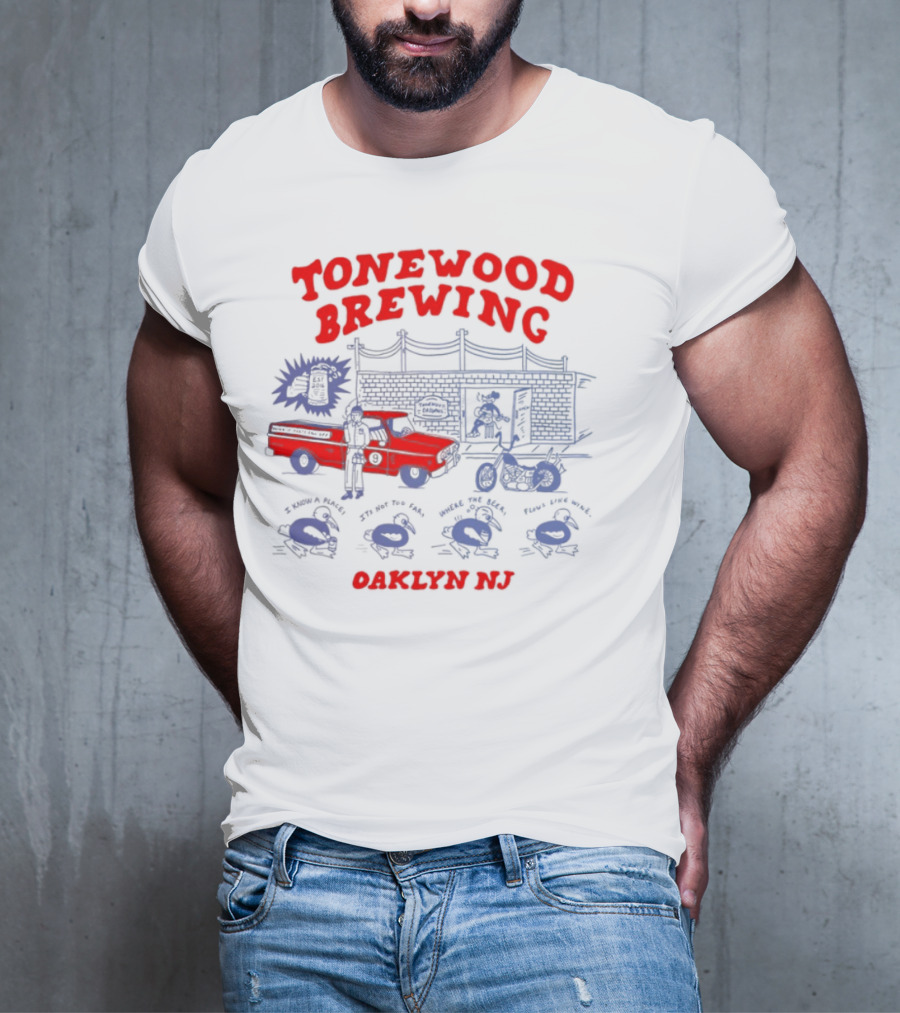 Tonewood Brewing Oaklyn NJ Vintage Car Scene T-Shirt