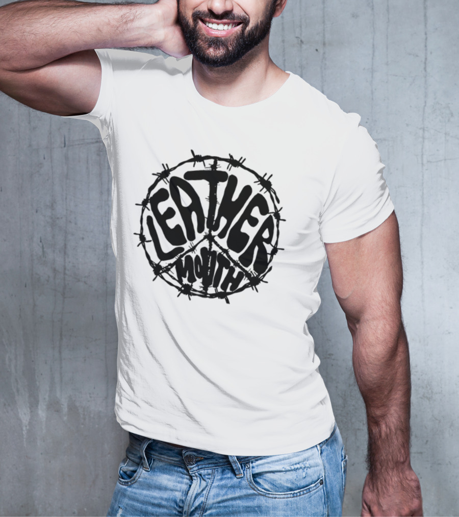 Leathermouth Barbed Wire Peace Symbol Grunge Aesthetic T-Shirt