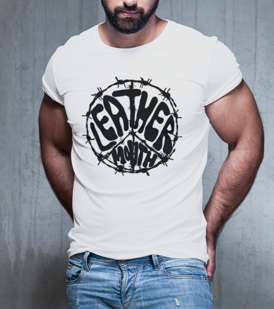Leathermouth Barbed Wire Peace Symbol Grunge Aesthetic T-Shirt