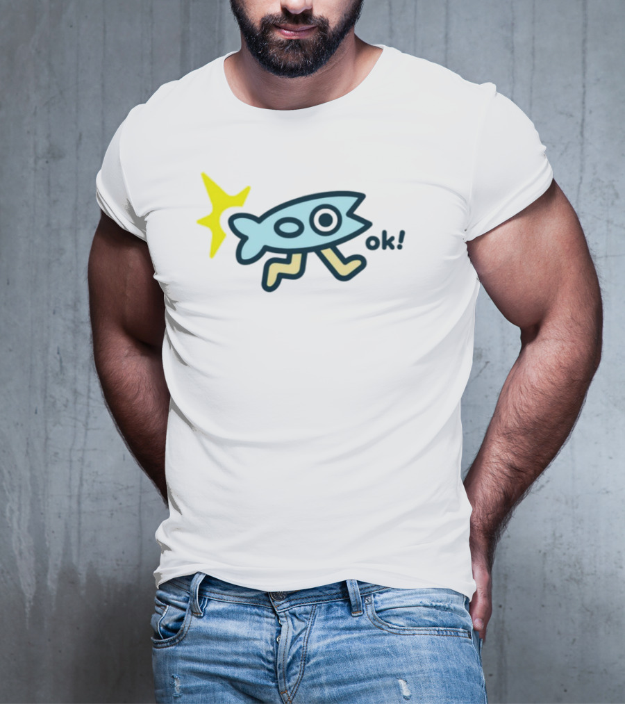 Oksuperday Fish With Legs And Star Icon Ok T-Shirt