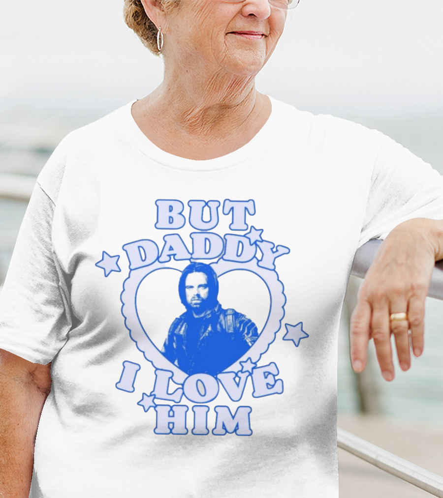 But Daddy I Love Him Bucky Barnes Blue Heart Stars T-Shirt