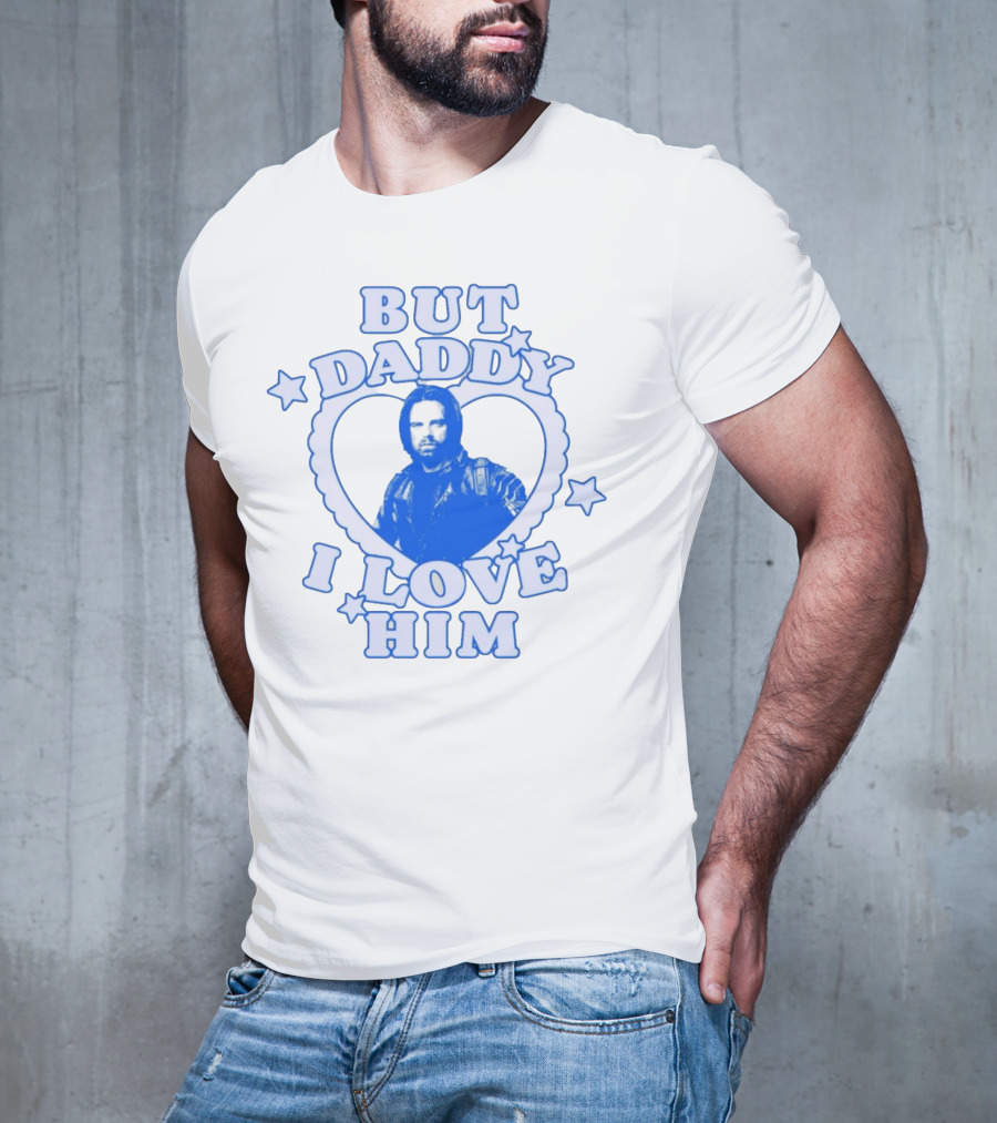 But Daddy I Love Him Bucky Barnes Blue Heart Stars T-Shirt