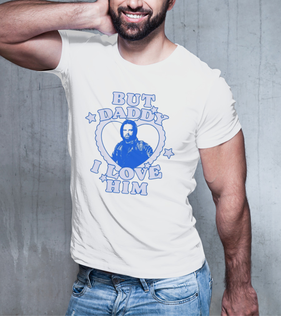 But Daddy I Love Him Bucky Barnes Blue Heart Stars T-Shirt