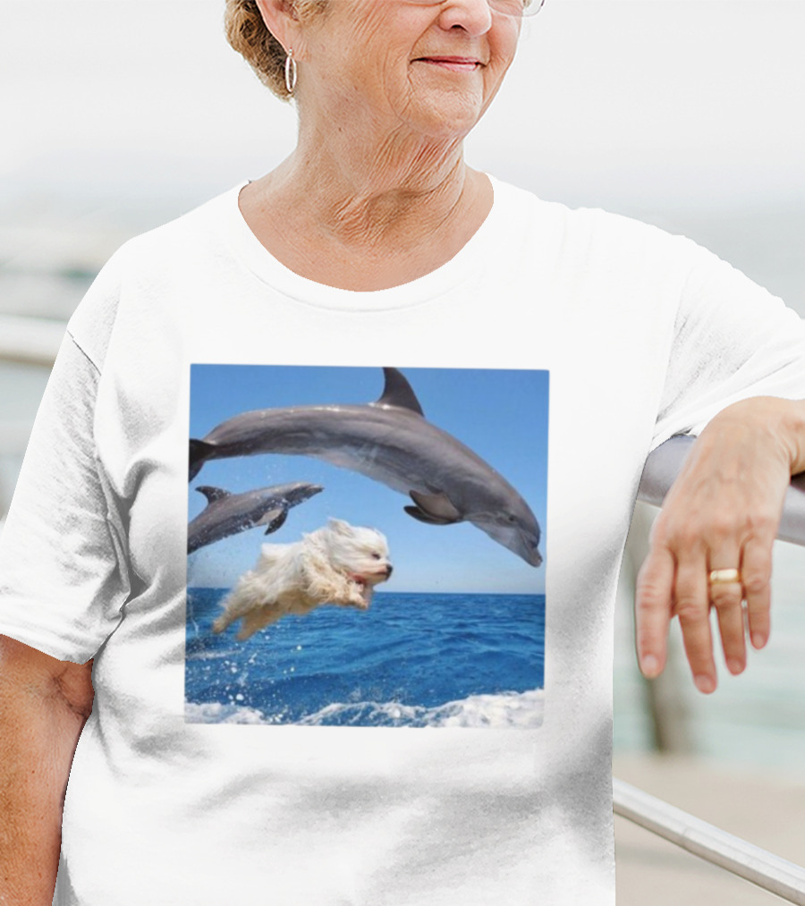 Dog Jump With Dolphin Ocean Adventure T-Shirt
