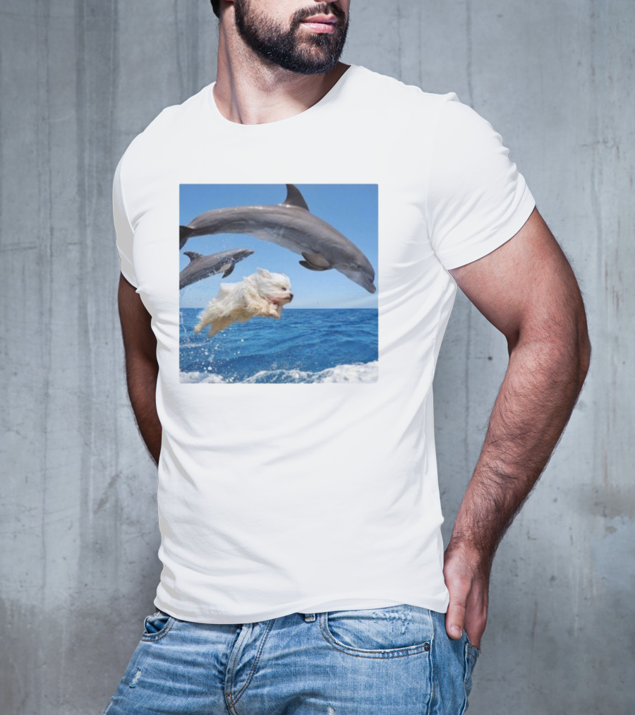 Dog Jump With Dolphin Ocean Adventure T-Shirt