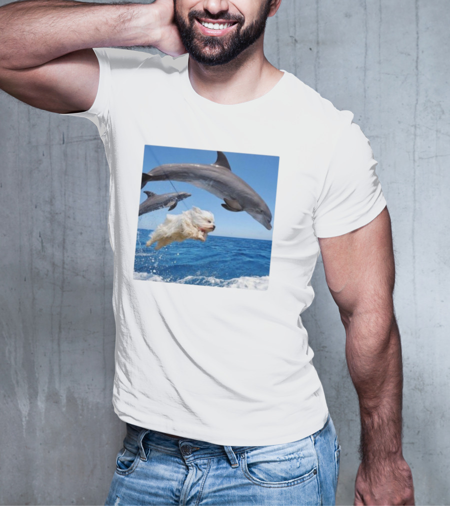 Dog Jump With Dolphin Ocean Adventure T-Shirt
