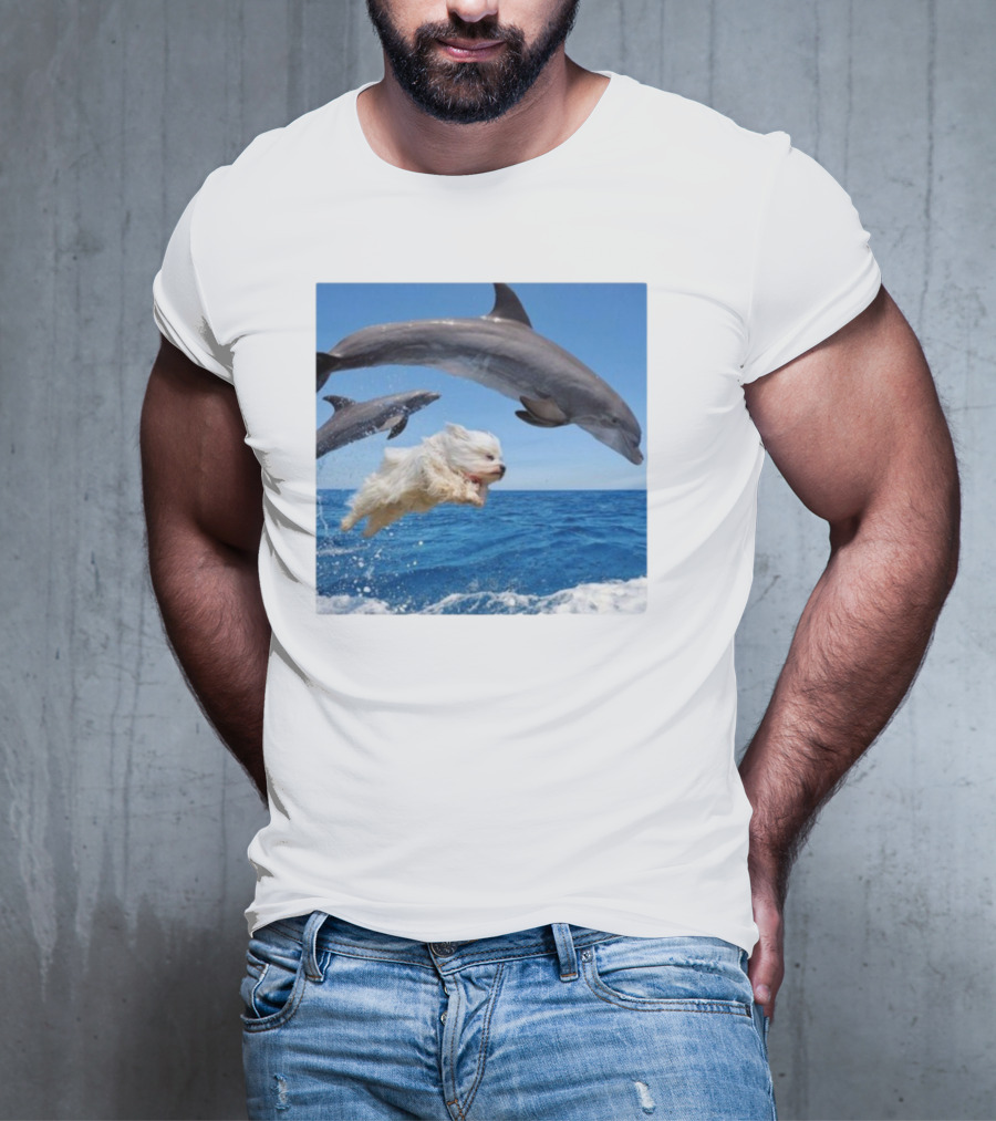 Dog Jump With Dolphin Ocean Adventure T-Shirt