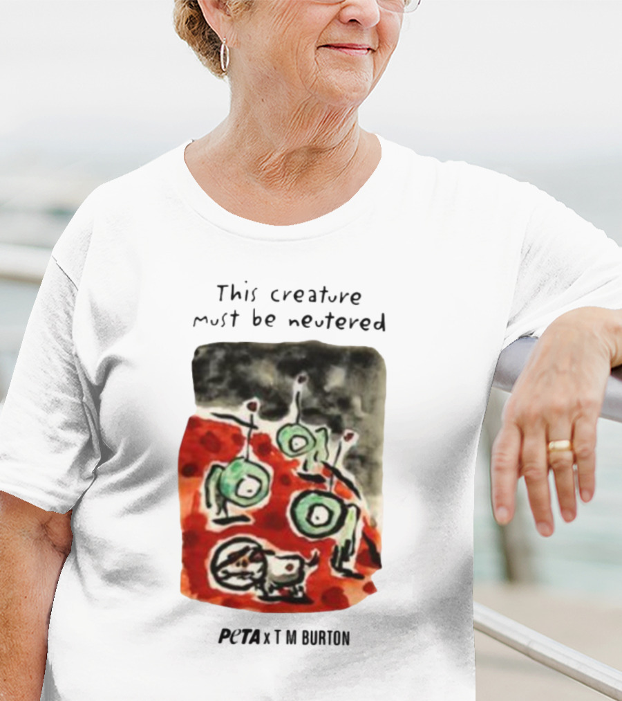 Peta X Tim Burton The Creature Must Be Regarded Levi In Space T-Shirt