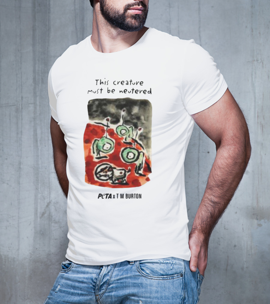 Peta X Tim Burton The Creature Must Be Regarded Levi In Space T-Shirt
