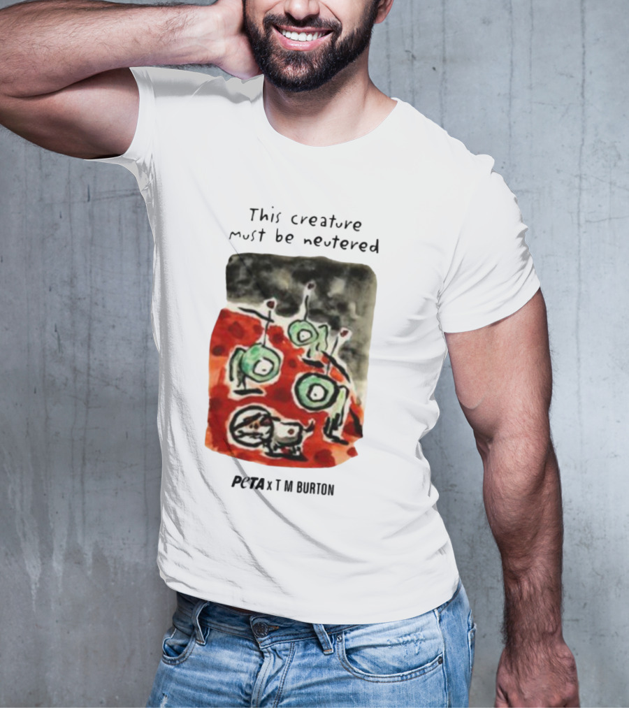 Peta X Tim Burton The Creature Must Be Regarded Levi In Space T-Shirt