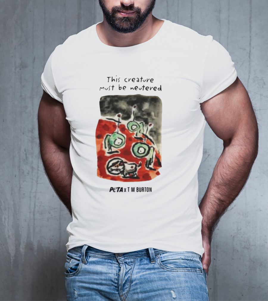 Peta X Tim Burton The Creature Must Be Regarded Levi In Space T-Shirt
