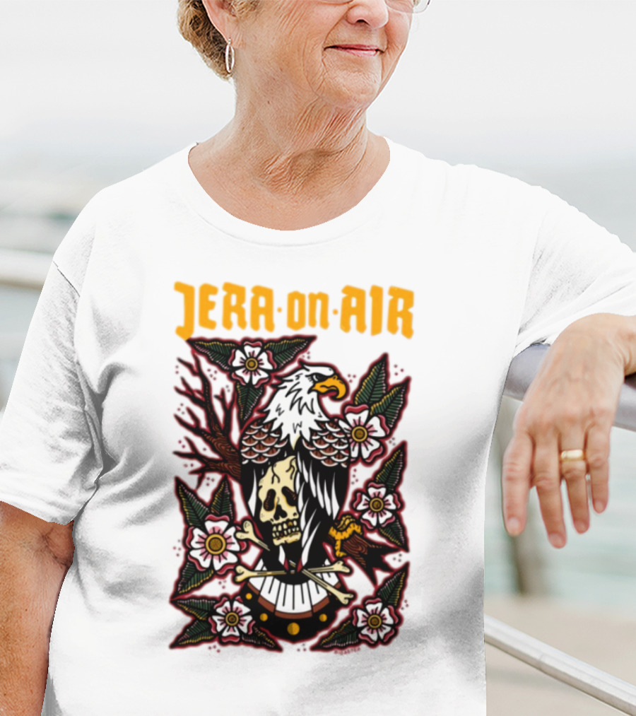 Richie Disaster Jera On Air Eagle Skull Floral Design T-Shirt