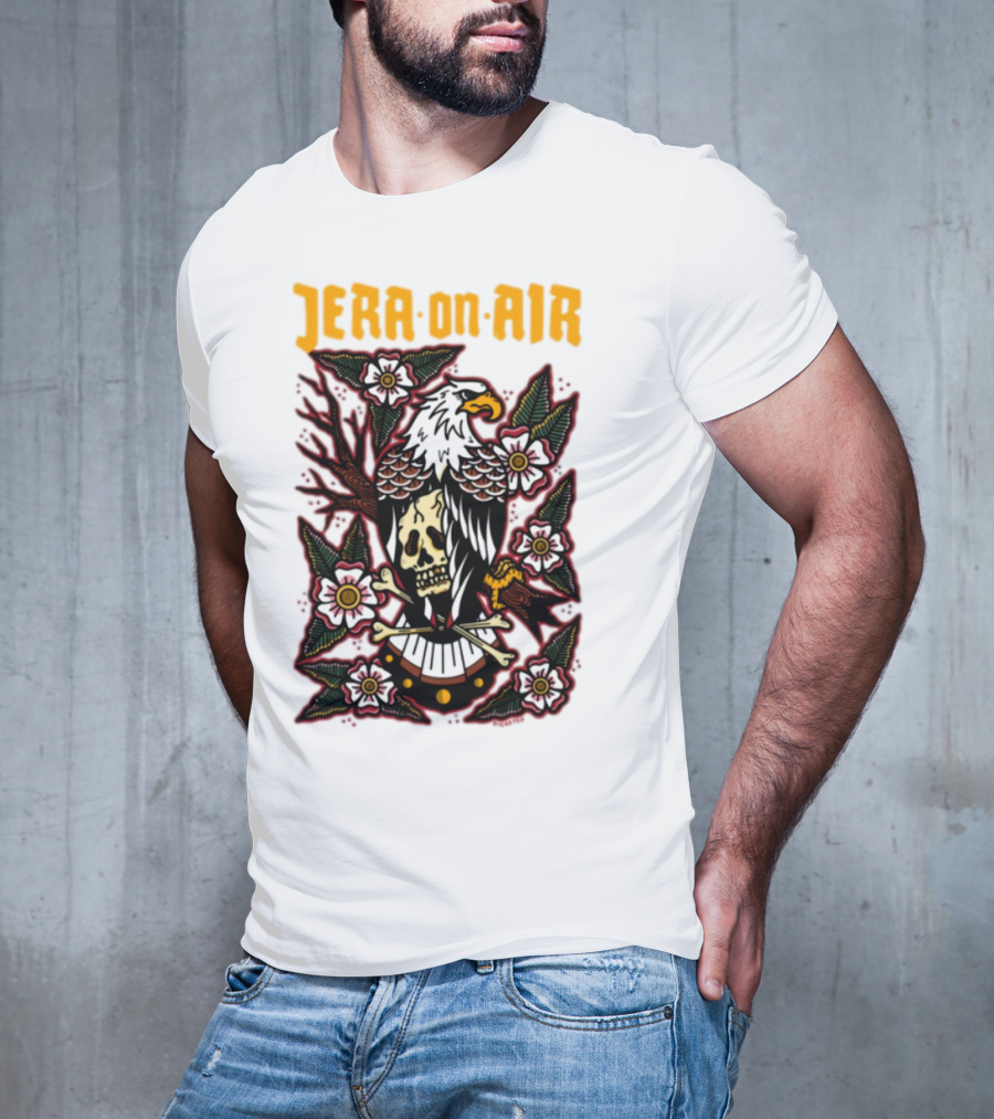 Richie Disaster Jera On Air Eagle Skull Floral Design T-Shirt