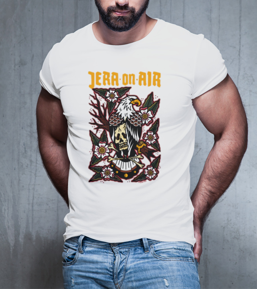 Richie Disaster Jera On Air Eagle Skull Floral Design T-Shirt