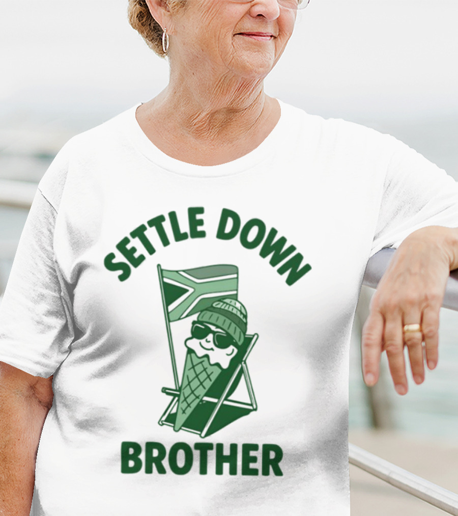 Settle Down Brother Ice Cream Cone Beach Chair Relaxation T-Shirt