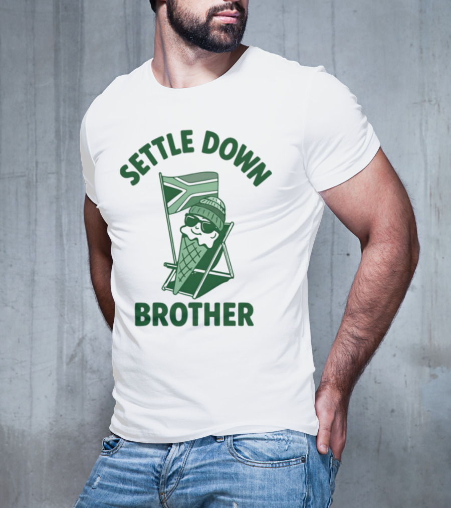 Settle Down Brother Ice Cream Cone Beach Chair Relaxation T-Shirt