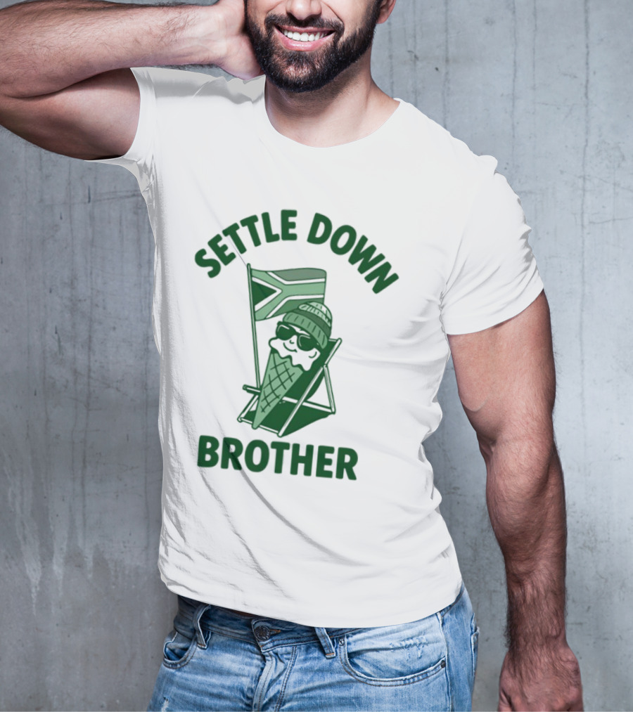 Settle Down Brother Ice Cream Cone Beach Chair Relaxation T-Shirt