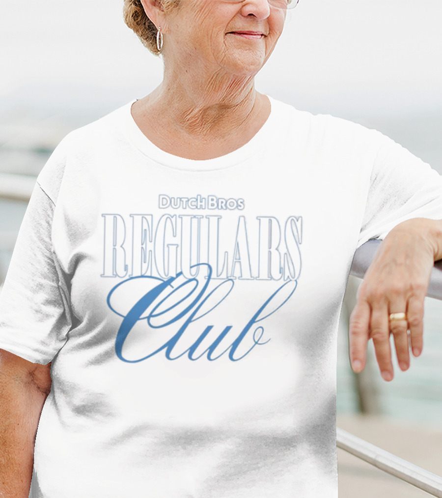 Dutch Bros Regulars Club Membership Blue Text T-Shirt