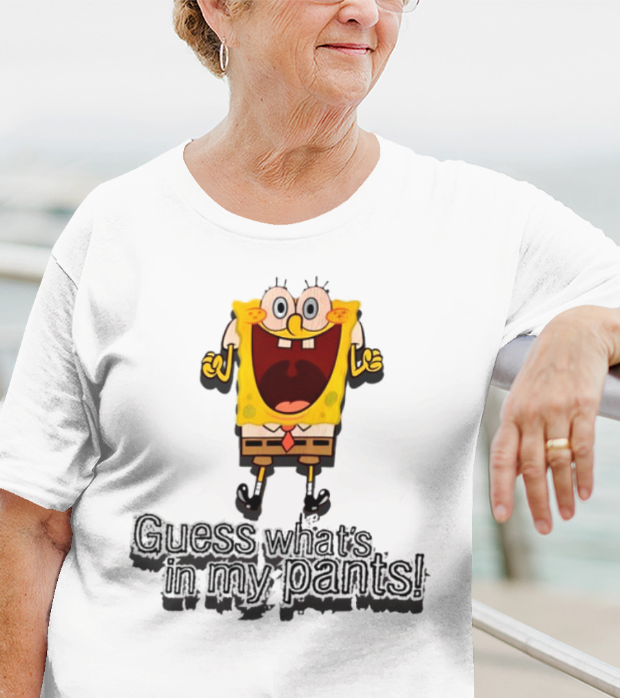 "Guess What's In My Pants Funny SpongeBob SquarePants Patrick Reference" T-Shirt