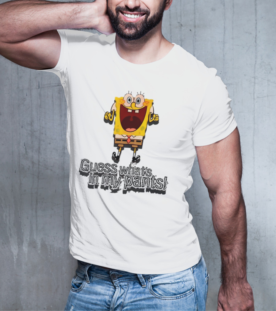 "Guess What's In My Pants Funny SpongeBob SquarePants Patrick Reference" T-Shirt