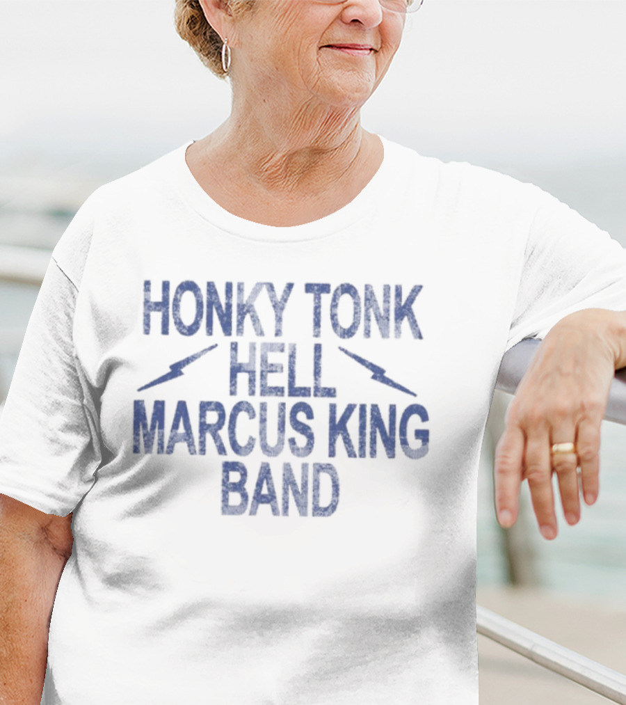 HONKY TONK HELL MARCUS KING BAND LIGHTNING BOLTS BLUE TEXT T-Shirt