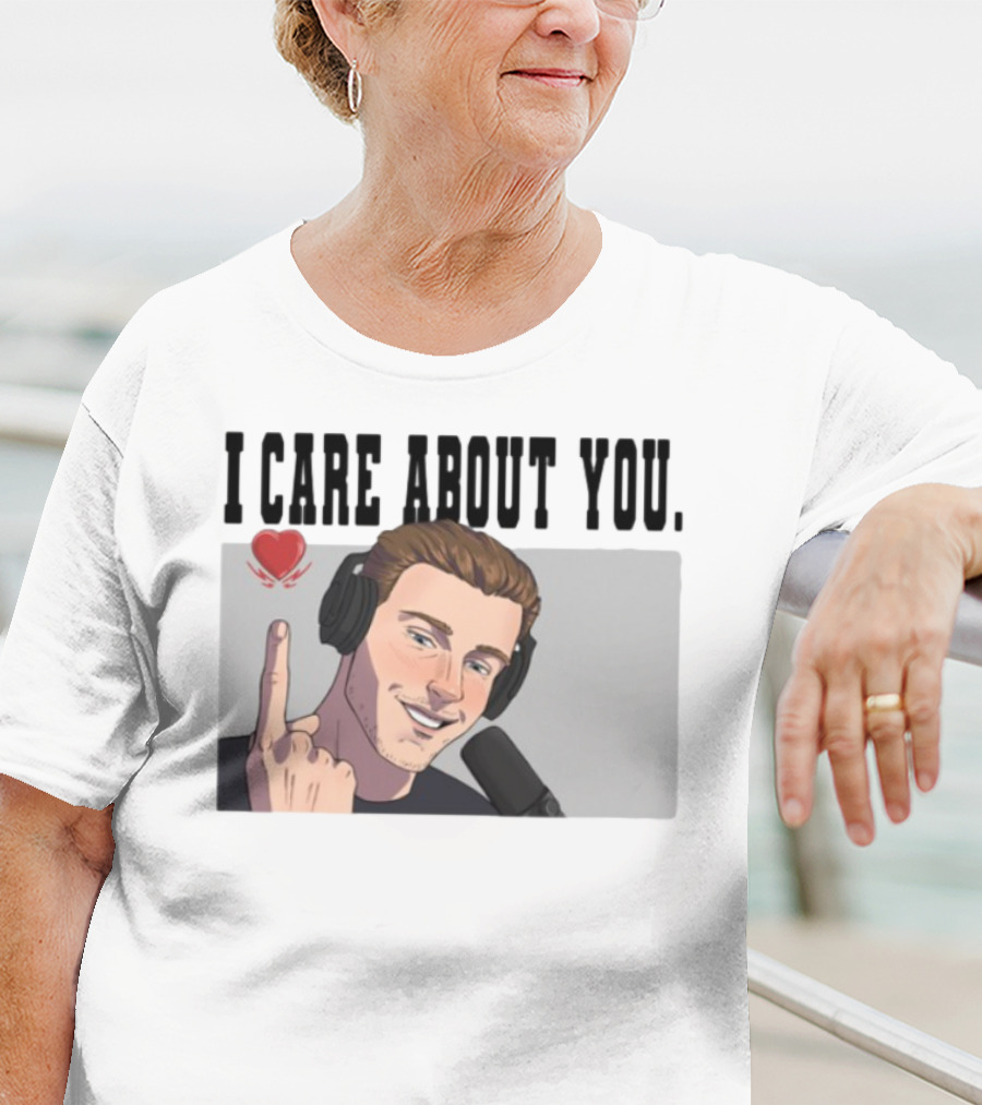 I Care About You Heart Headphones Microphone Illustration T-Shirt