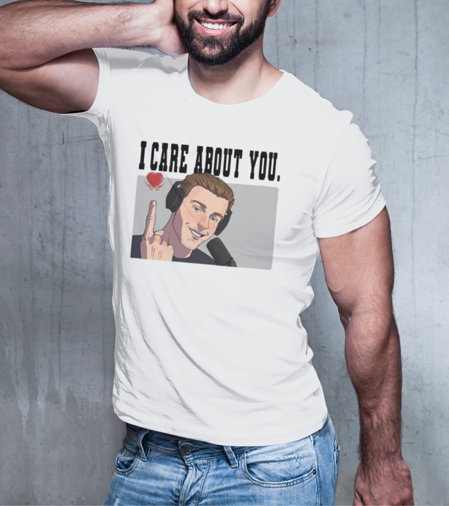 I Care About You Heart Headphones Microphone Illustration T-Shirt