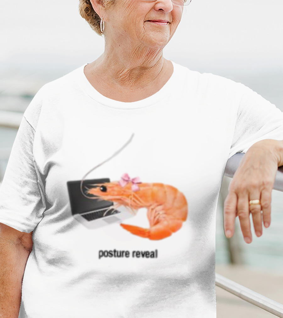 Shrimp Laptop Bow Posture Reveal T-Shirt