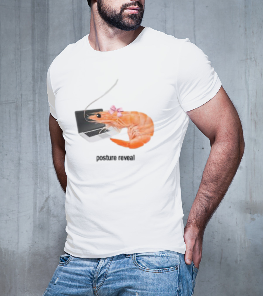 Shrimp Laptop Bow Posture Reveal T-Shirt