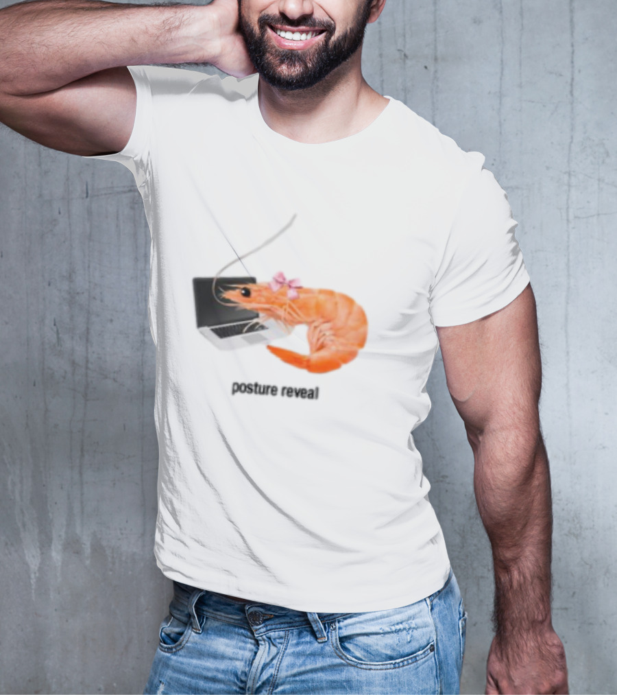 Shrimp Laptop Bow Posture Reveal T-Shirt