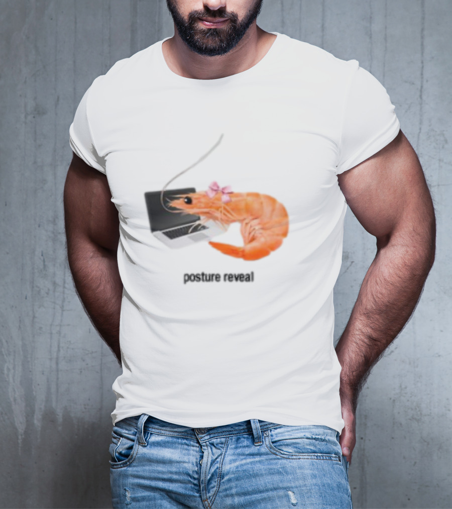 Shrimp Laptop Bow Posture Reveal T-Shirt