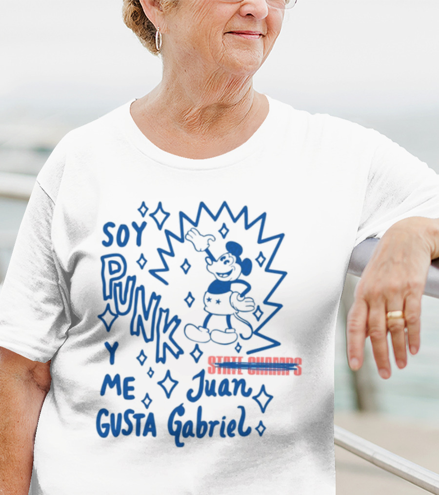 Soy Punk Y Me Gusta Juan Gabriel Sparkling Cartoon Punk Style T-Shirt