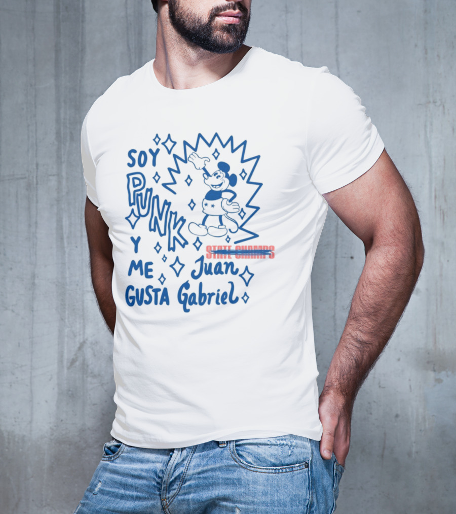 Soy Punk Y Me Gusta Juan Gabriel Sparkling Cartoon Punk Style T-Shirt