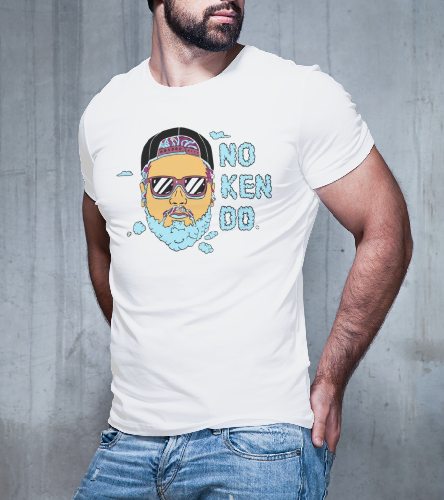 No Ken Do Trippy Ken Sunglasses Beard Cartoon T-Shirt