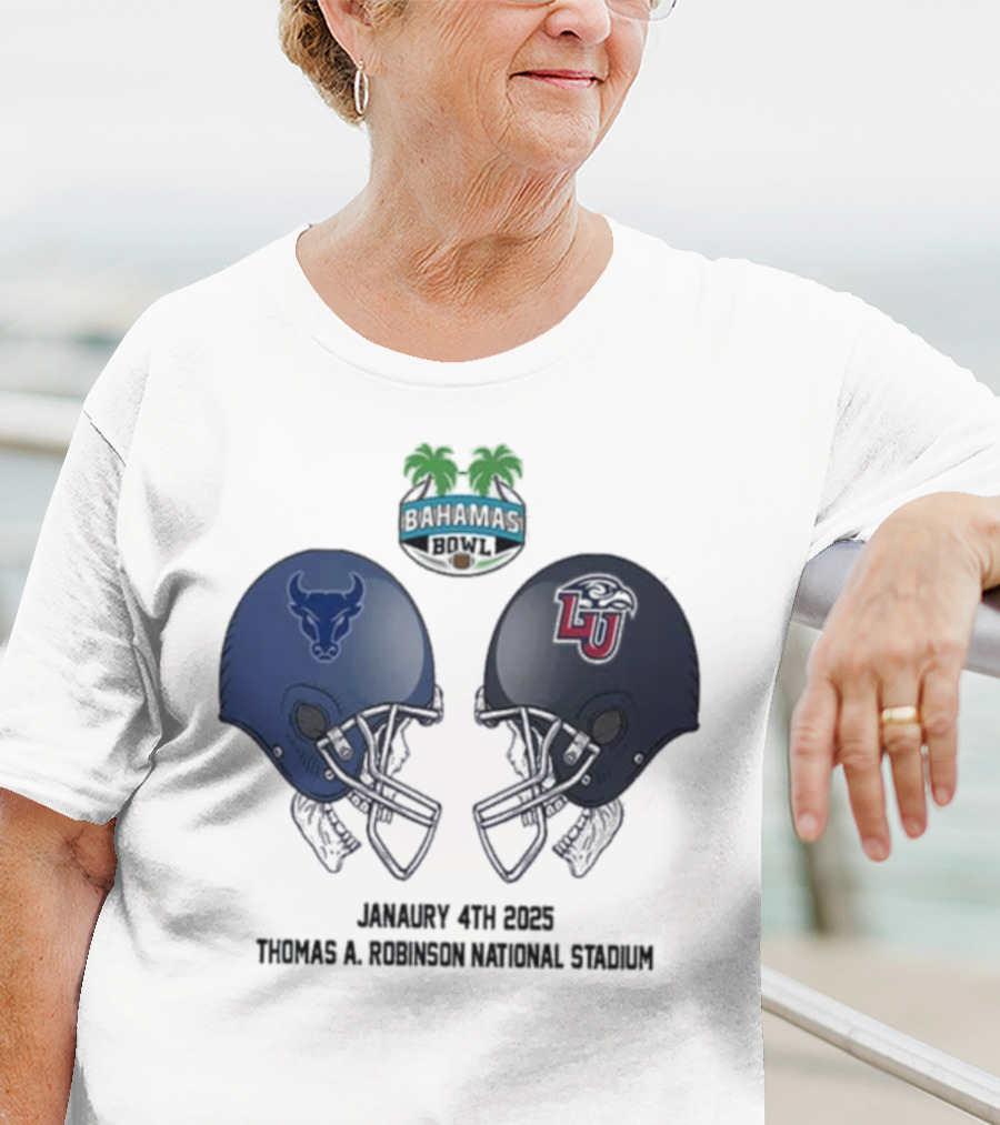 Buffalo Bulls Vs Liberty Flames Head To Head Bahamas Bowl January 4th 2025 Thomas A Robinson Stadium T-Shirt