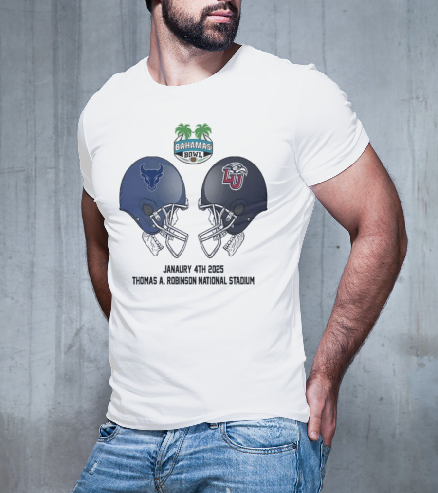 Buffalo Bulls Vs Liberty Flames Head To Head Bahamas Bowl January 4th 2025 Thomas A Robinson Stadium T-Shirt