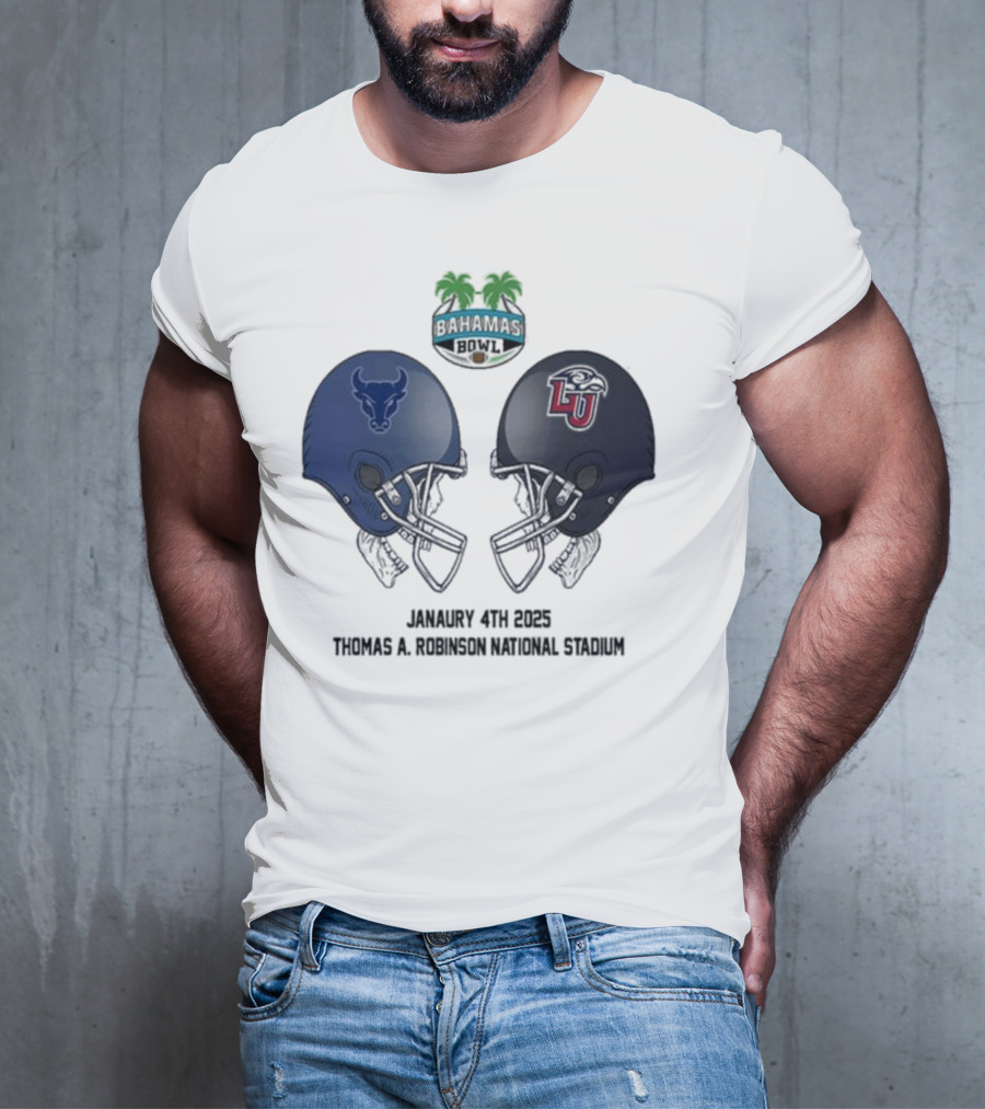 Buffalo Bulls Vs Liberty Flames Head To Head Bahamas Bowl January 4th 2025 Thomas A Robinson Stadium T-Shirt