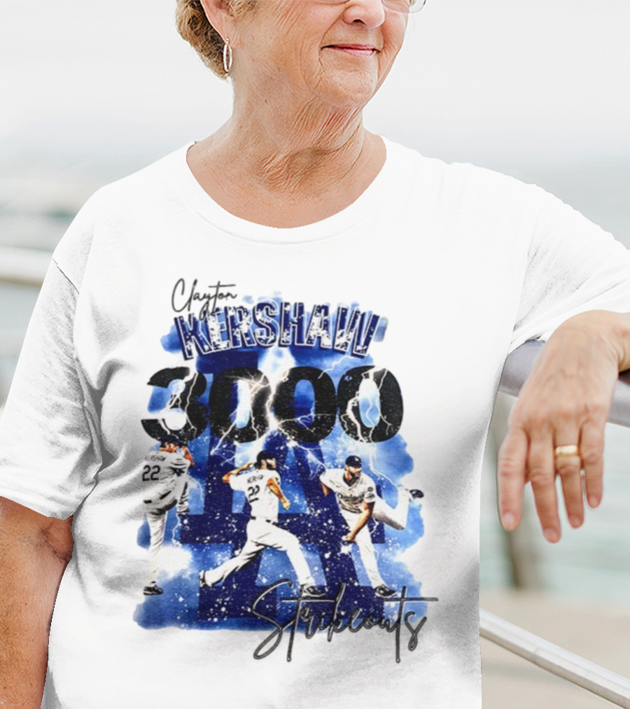 Clayton Kershaw 3000 Strikeouts Los Angeles Dodgers MLB Vintage T-Shirt