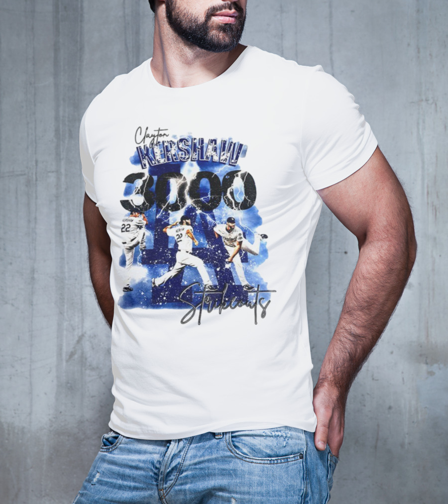 Clayton Kershaw 3000 Strikeouts Los Angeles Dodgers MLB Vintage T-Shirt
