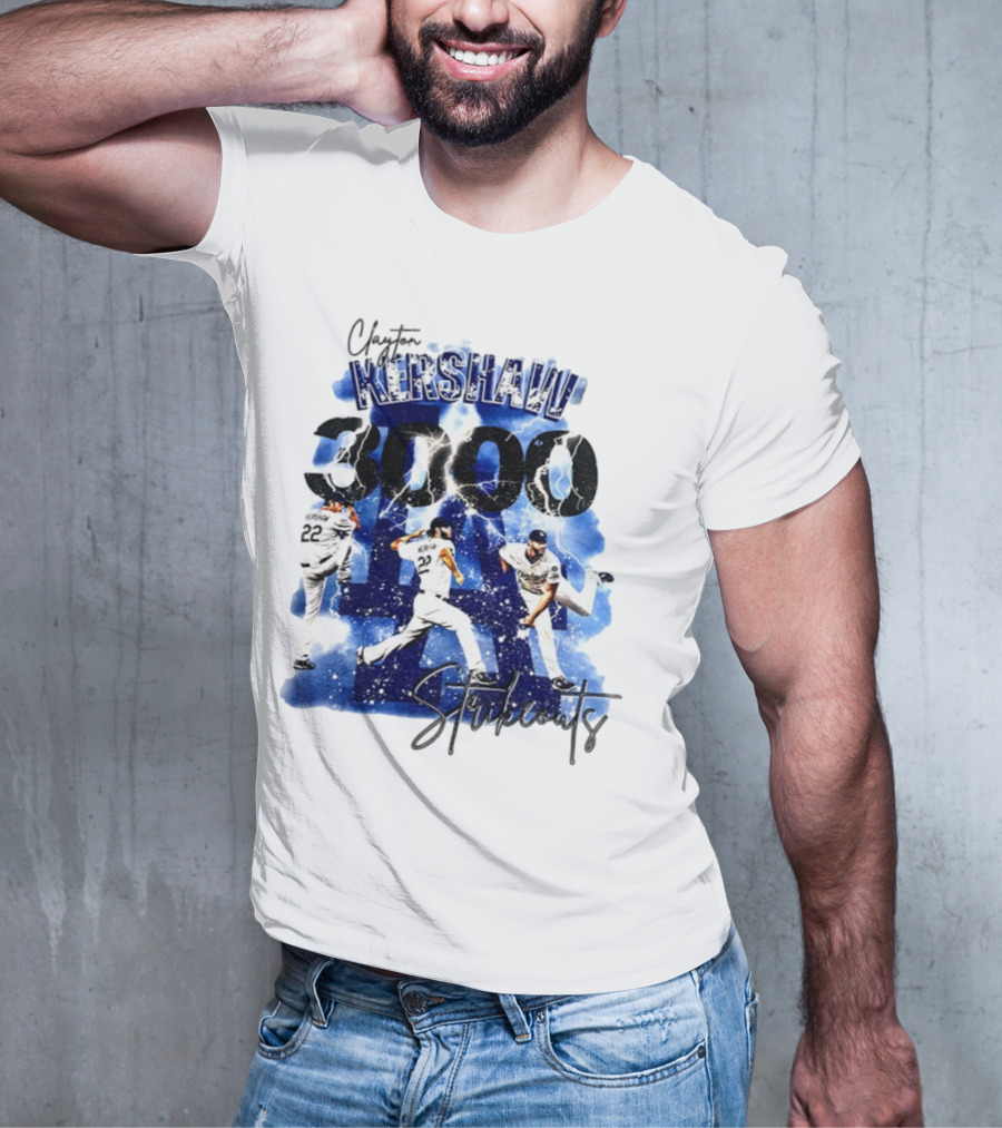Clayton Kershaw 3000 Strikeouts Los Angeles Dodgers MLB Vintage T-Shirt
