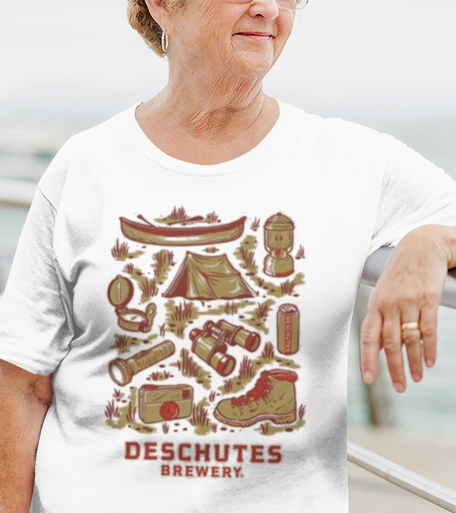 Deschutes Brewery Camping Adventure Gear Collage T-Shirt