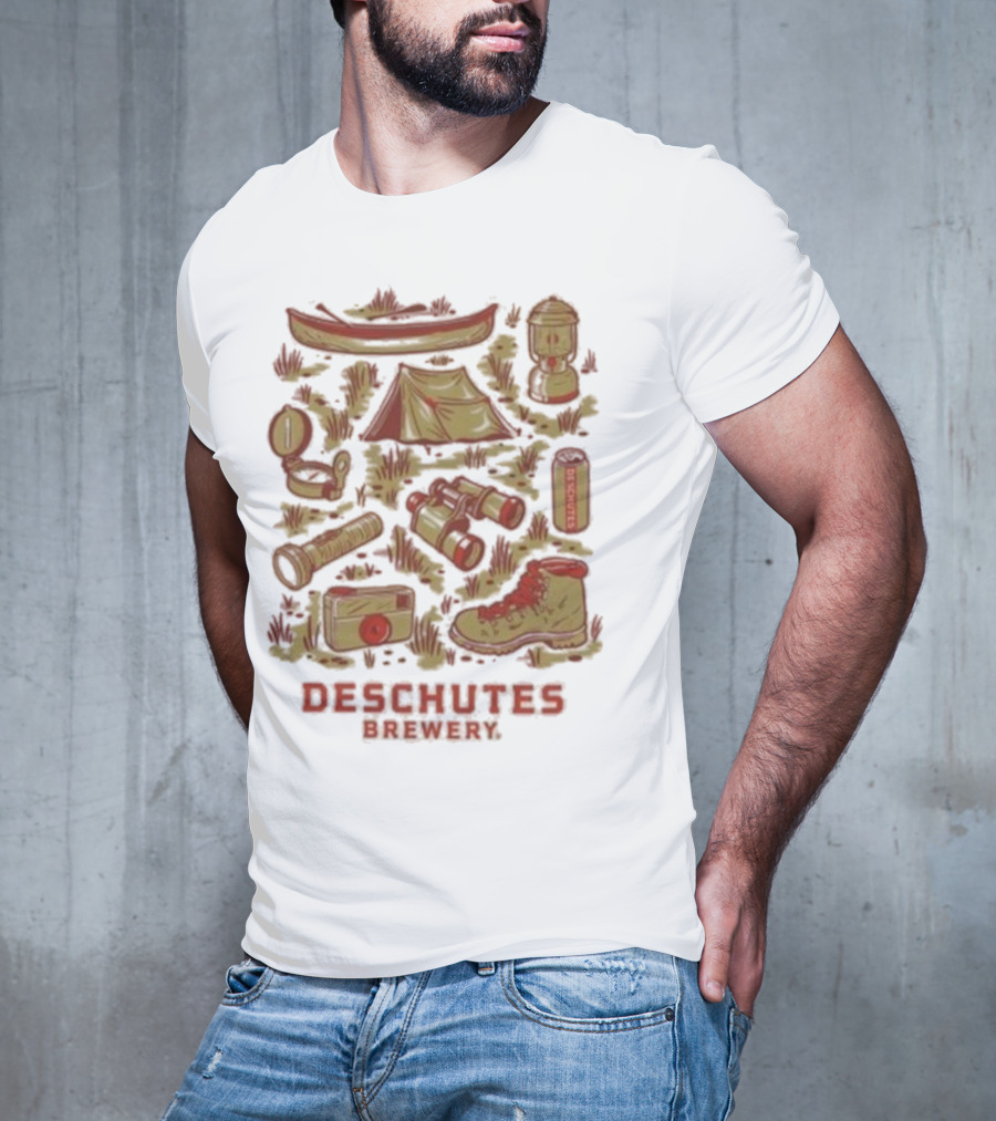 Deschutes Brewery Camping Adventure Gear Collage T-Shirt