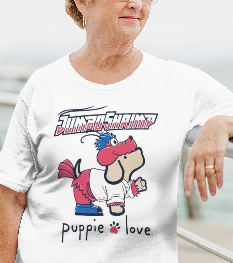 Jacksonville Jumbo Shrimp Puppie Love Baseball Mascot T-Shirt