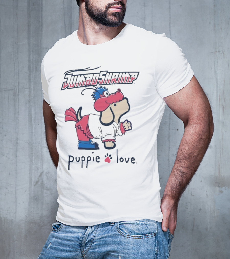 Jacksonville Jumbo Shrimp Puppie Love Baseball Mascot T-Shirt