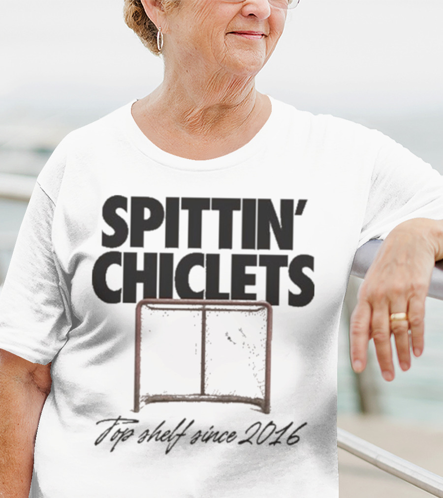 Spittin Chiclets Top Shelf Since 2016 Hockey Net T-Shirt