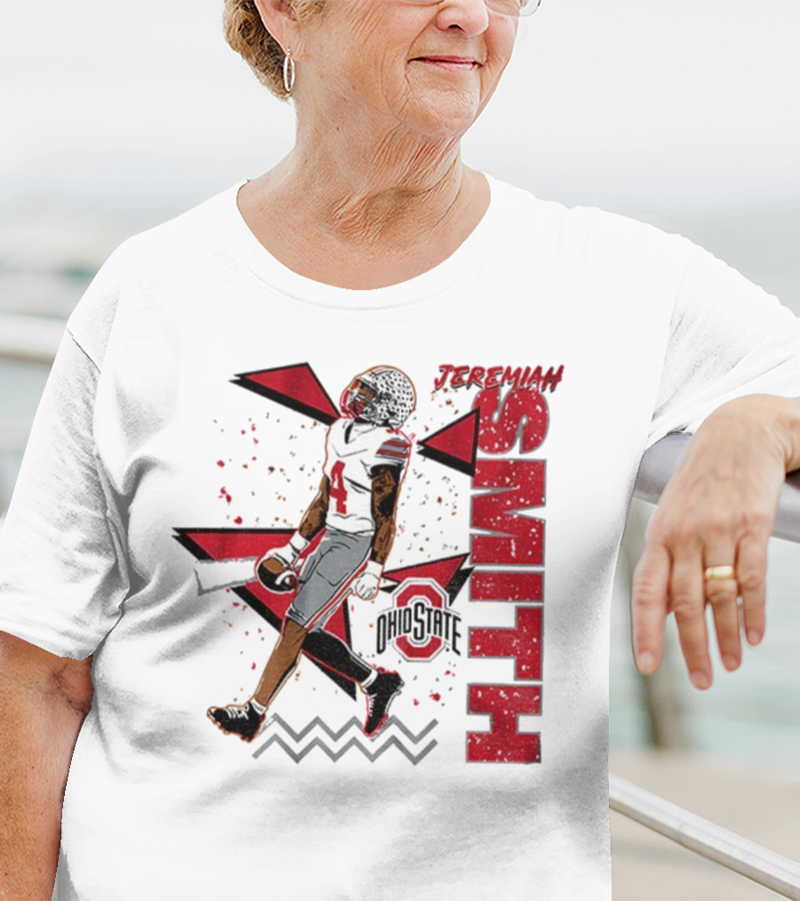 Ohio State Buckeyes Football Jeremiah Smith 90s Style Vintage Red Black Pattern T-Shirt