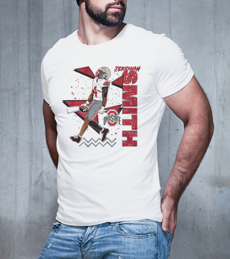 Ohio State Buckeyes Football Jeremiah Smith 90s Style Vintage Red Black Pattern T-Shirt